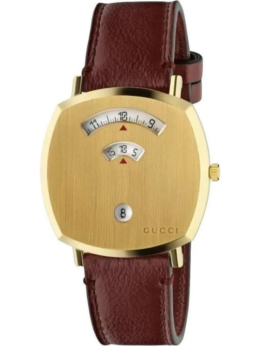 NEW Gucci Grip YA157405 Gold Tone PVD Stainless Steel Leather Quartz Watch
